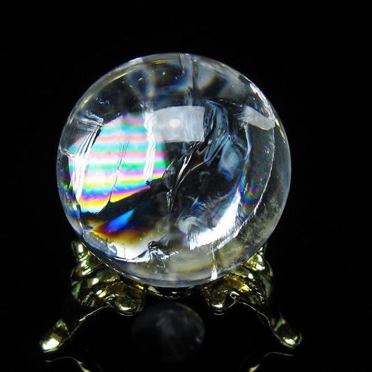 アイリスクォーツ 水晶 丸玉 虹入り 26mm スフィア 置物 水晶玉 一点物 141-7067