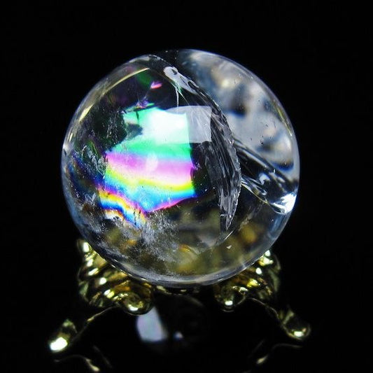 アイリスクォーツ 水晶 丸玉 虹入り 26mm スフィア 置物 水晶玉 一点物 141-7068