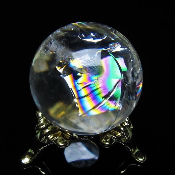 アイリスクォーツ 水晶 丸玉 虹入り 26mm スフィア 置物 水晶玉 一点物 141-7070