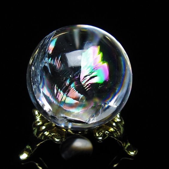 アイリスクォーツ 水晶 丸玉 虹入り 25mm スフィア 置物 水晶玉 一点物 141-7071