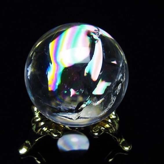 アイリスクォーツ 水晶 丸玉 虹入り 26mm スフィア 置物 水晶玉 一点物 141-7072