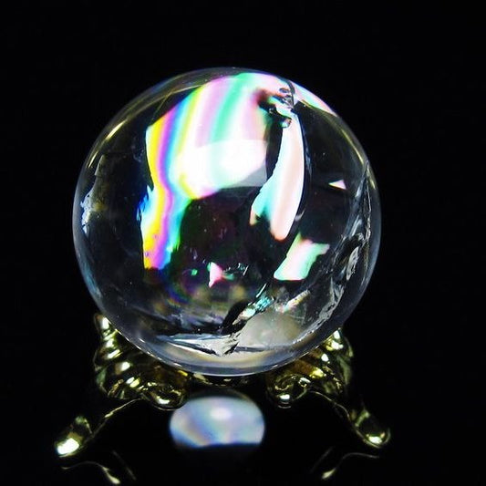 アイリスクォーツ 水晶 丸玉 虹入り 26mm スフィア 置物 水晶玉 一点物 141-7072