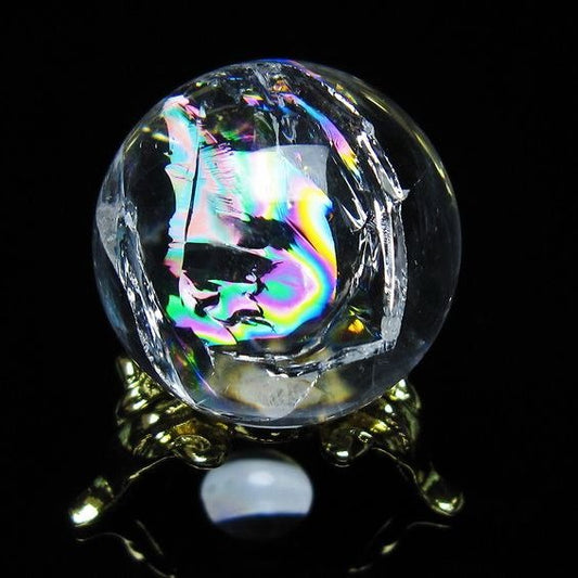 アイリスクォーツ 水晶 丸玉 虹入り 27mm スフィア 置物 水晶玉 一点物 141-7073