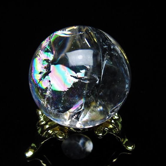アイリスクォーツ 水晶 丸玉 虹入り 27mm スフィア 置物 水晶玉 一点物 141-7074
