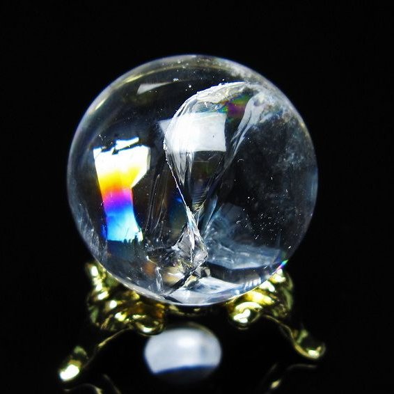 アイリスクォーツ 水晶 丸玉 虹入り 27mm スフィア 置物 水晶玉 一点物 141-7075