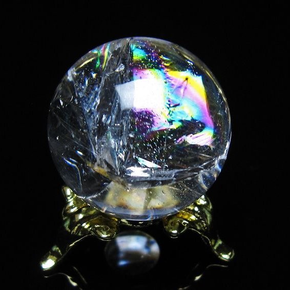 アイリスクォーツ 水晶 丸玉 虹入り 27mm スフィア 置物 水晶玉 一点物 141-7076