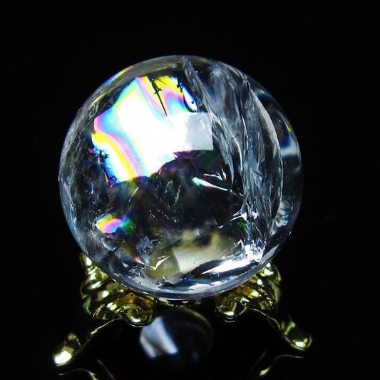 アイリスクォーツ 水晶 丸玉 虹入り 27mm スフィア 置物 水晶玉 一点物 141-7077