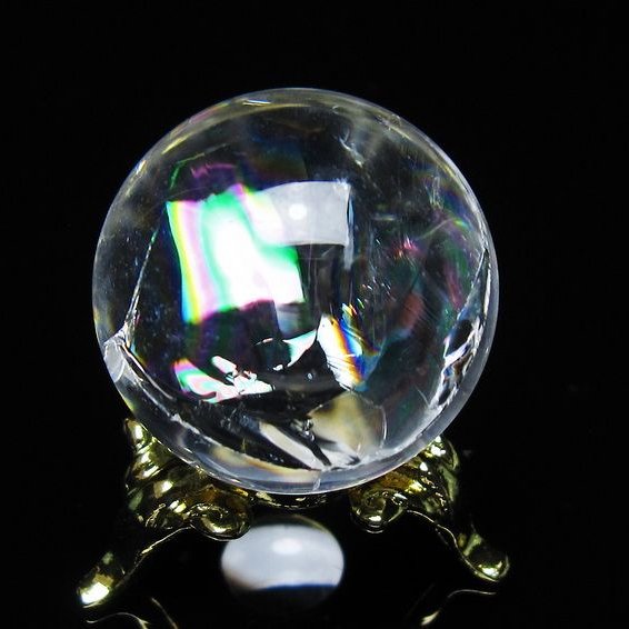 アイリスクォーツ 水晶 丸玉 虹入り 27mm スフィア 置物 水晶玉 一点物 141-7079