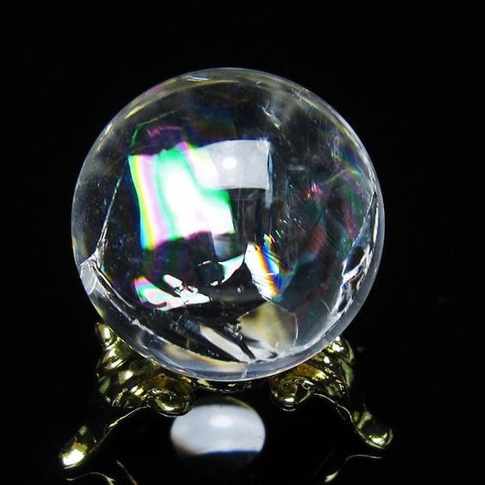 アイリスクォーツ 水晶 丸玉 虹入り 27mm スフィア 置物 水晶玉 一点物 141-7079