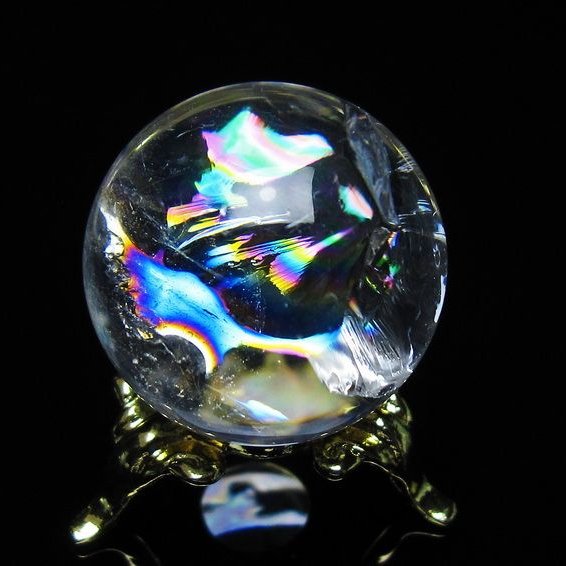 アイリスクォーツ 水晶 丸玉 虹入り 27mm スフィア 置物 水晶玉 一点物 141-7080