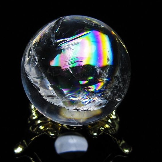 アイリスクォーツ 水晶 丸玉 虹入り 27mm スフィア 置物 水晶玉 一点物 141-7081