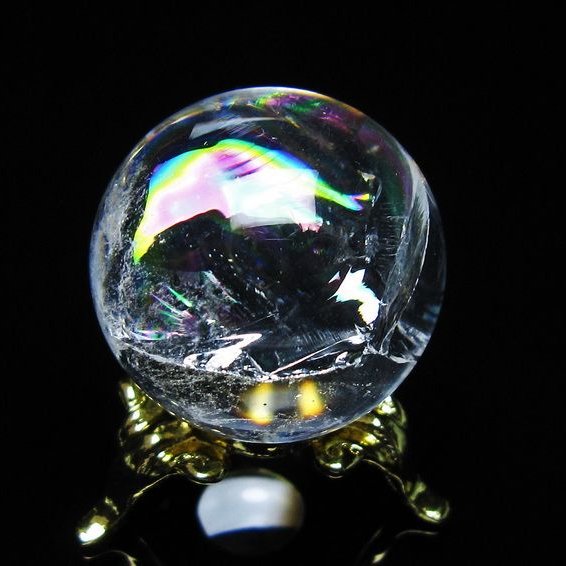 アイリスクォーツ 水晶 丸玉 虹入り 27mm スフィア 置物 水晶玉 一点物 141-7082