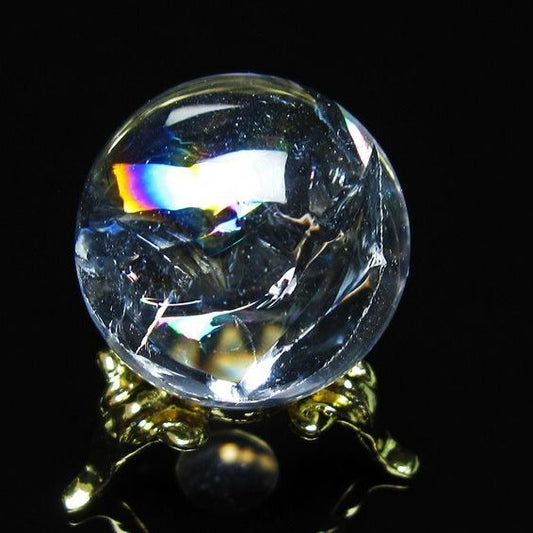 アイリスクォーツ 水晶 丸玉 虹入り 27mm スフィア 置物 水晶玉 一点物 141-7083