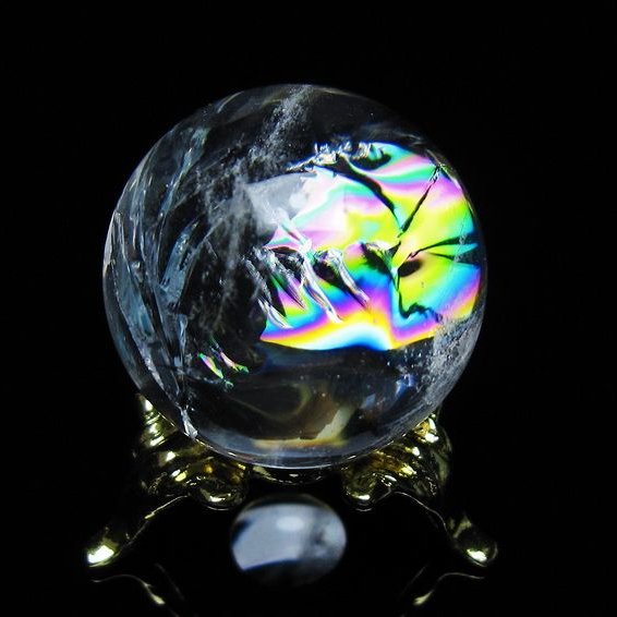アイリスクォーツ 水晶 丸玉 虹入り 27mm スフィア 置物 水晶玉 一点物 141-7087