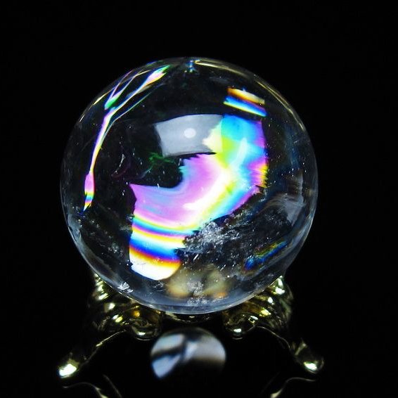 アイリスクォーツ 水晶 丸玉 虹入り 28mm スフィア 置物 水晶玉 一点物 141-7088