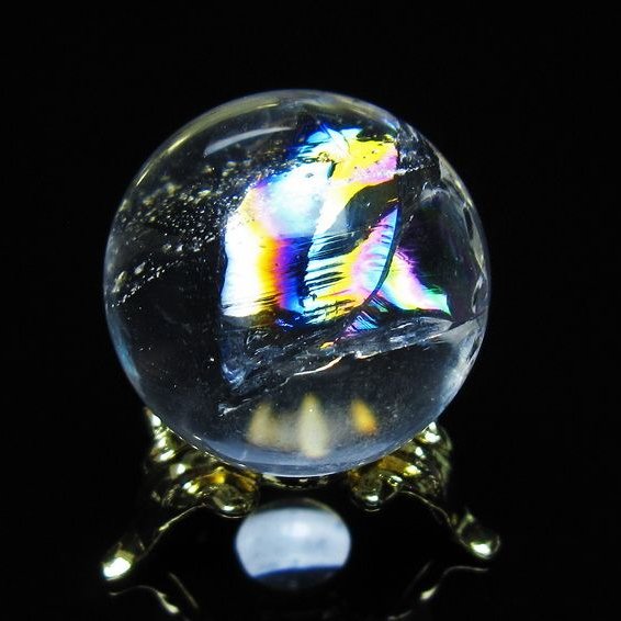 アイリスクォーツ 水晶 丸玉 虹入り 28mm スフィア 置物 水晶玉 一点物 141-7089