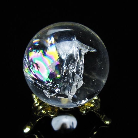 アイリスクォーツ 水晶 丸玉 虹入り 28mm スフィア 置物 水晶玉 一点物 141-7093