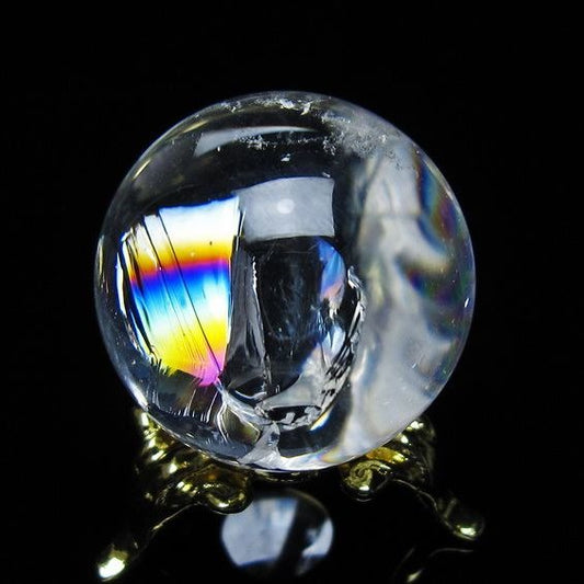 アイリスクォーツ 水晶 丸玉 虹入り 28mm スフィア 置物 水晶玉 一点物 141-7094