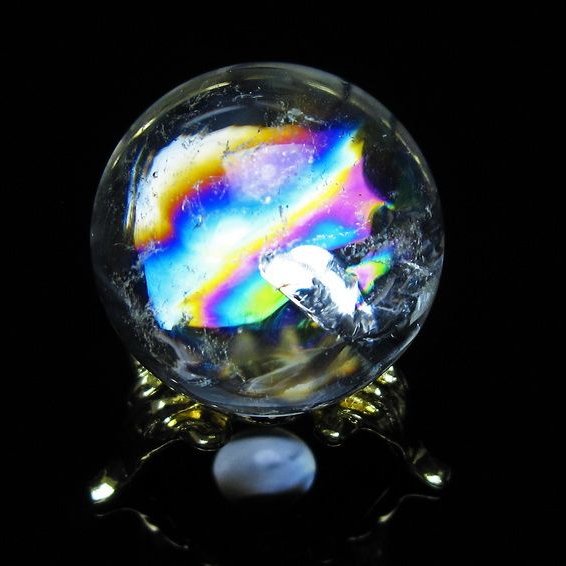 アイリスクォーツ 水晶 丸玉 虹入り 28mm スフィア 置物 水晶玉 一点物 141-7095