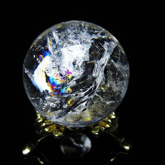 アイリスクォーツ 水晶 丸玉 虹入り 28mm スフィア 置物 水晶玉 一点物 141-7096