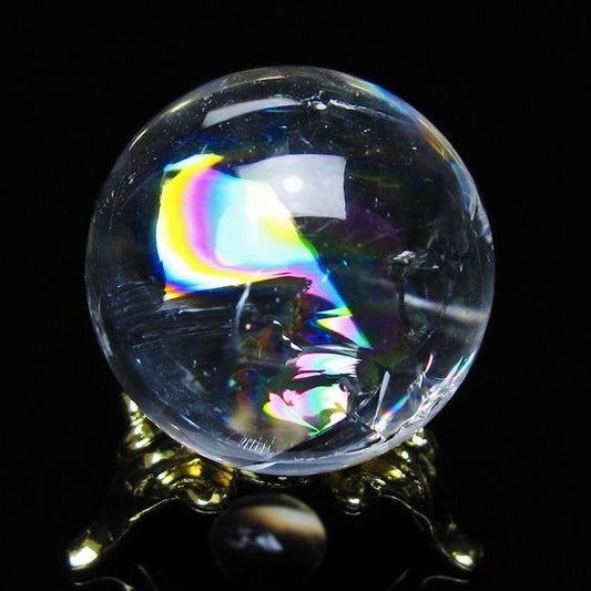 アイリスクォーツ 水晶 丸玉 虹入り 28mm スフィア 置物 水晶玉 一点物 141-7098