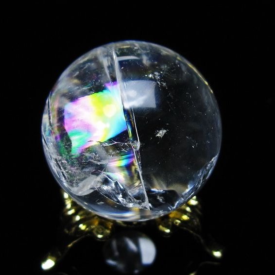 アイリスクォーツ 水晶 丸玉 虹入り 28mm スフィア 置物 水晶玉 一点物 141-7101
