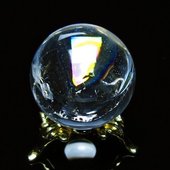 アイリスクォーツ 水晶 丸玉 虹入り 28mm スフィア 置物 水晶玉 一点物 141-7102