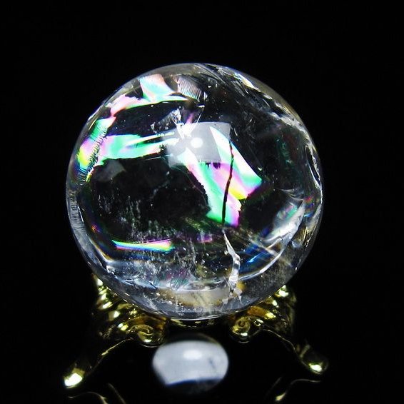 アイリスクォーツ 水晶 丸玉 虹入り 28mm スフィア 置物 水晶玉 一点物 141-7103
