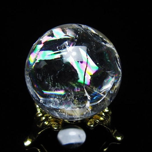 アイリスクォーツ 水晶 丸玉 虹入り 28mm スフィア 置物 水晶玉 一点物 141-7103