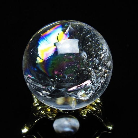 アイリスクォーツ 水晶 丸玉 虹入り 28mm スフィア 置物 水晶玉 一点物 141-7104