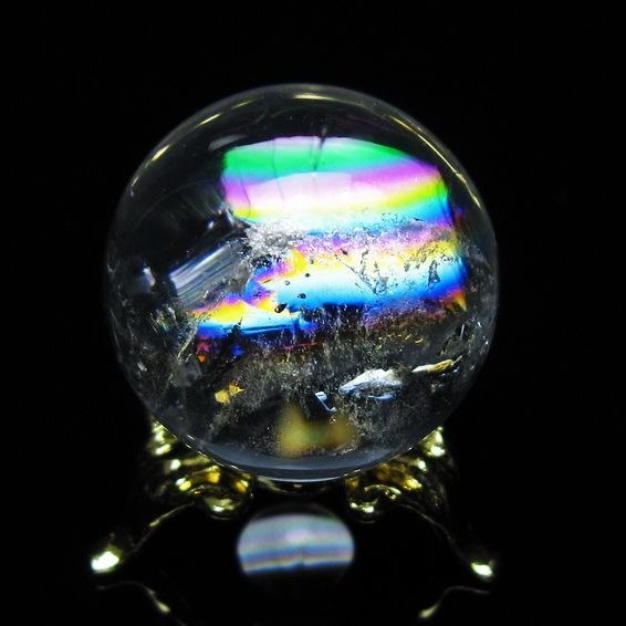 アイリスクォーツ 水晶 丸玉 虹入り 28mm スフィア 置物 水晶玉 一点物 141-7105