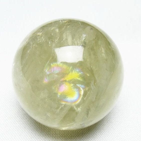 シトリン 丸玉 虹入り 33mm シトリンクォーツ スフィア 置物 一点物 141-7942