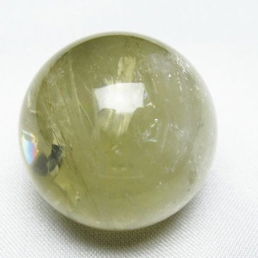 シトリン 丸玉 虹入り 31mm シトリンクォーツ スフィア 置物 一点物 141-7944