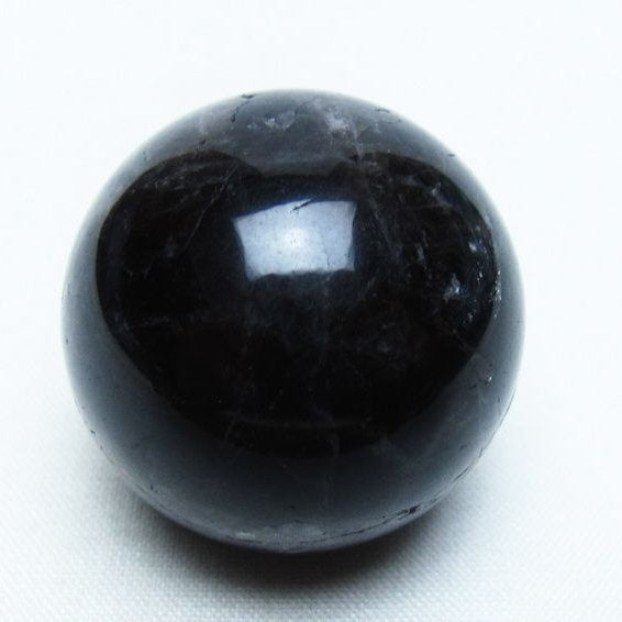 モリオン 丸玉 34mm 黒水晶 スフィア 置物 一点物 141-7977