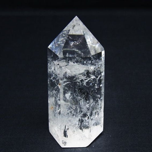 水晶 水晶 六角柱 ポイント 虹入り 置物 一点物 142-10093