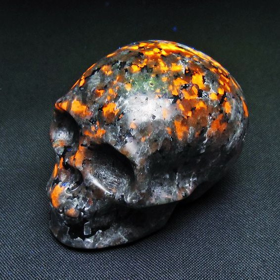 ユーパーライト 手彫り 置物 ドクロ スカル 一点物 144-236