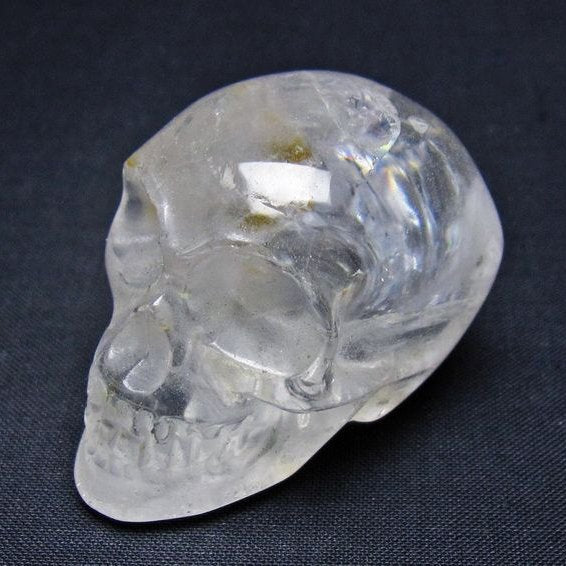 水晶 置物 ドクロ スカル 虹入り 一点物 145-1888