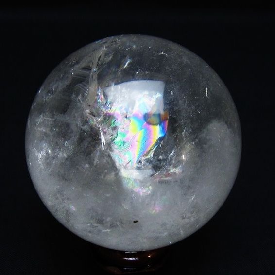 水晶 丸玉 虹入り 59mm スフィア 置物 水晶玉 一点物 151-8705
