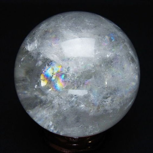 水晶 丸玉 虹入り 60mm スフィア 置物 水晶玉 一点物 151-8706