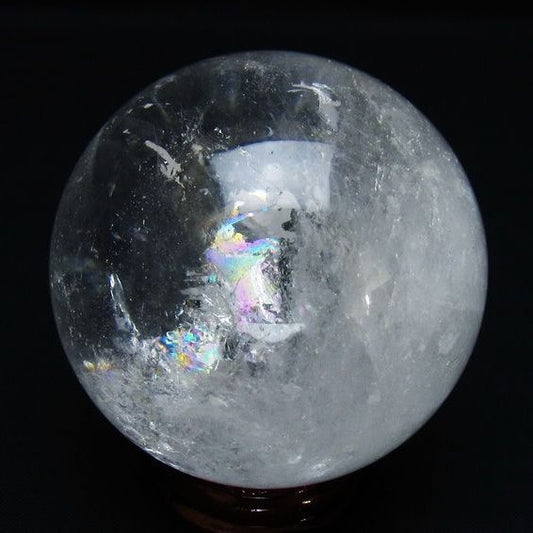 水晶 丸玉 虹入り 64mm スフィア 置物 水晶玉 一点物 151-8709