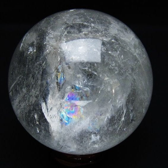 水晶 丸玉 虹入り 77mm スフィア 置物 水晶玉 一点物 151-8712