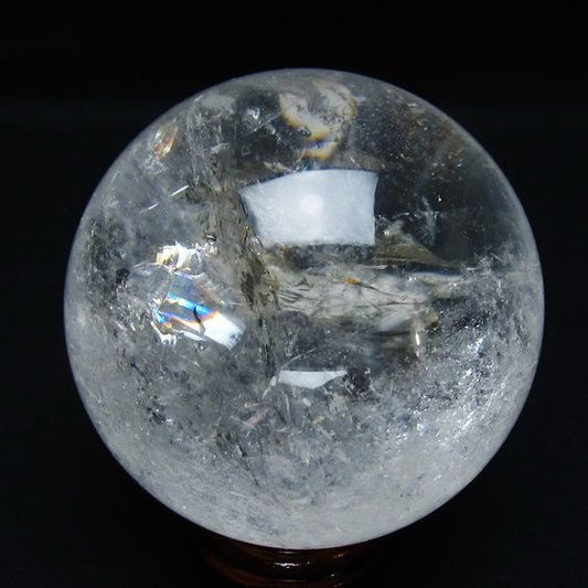 水晶 丸玉 虹入り 74mm スフィア 置物 水晶玉 一点物 151-8717