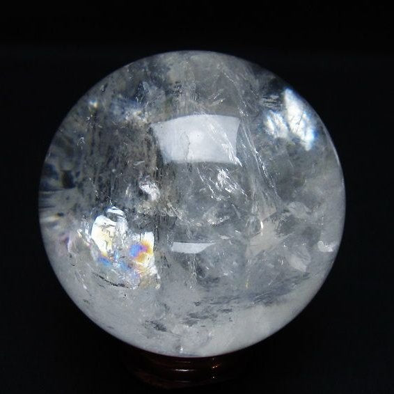水晶 丸玉 虹入り 71mm スフィア 置物 水晶玉 一点物 151-8720