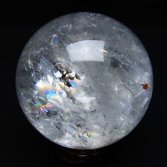 水晶 丸玉 虹入り 73mm スフィア 置物 水晶玉 一点物 151-8721