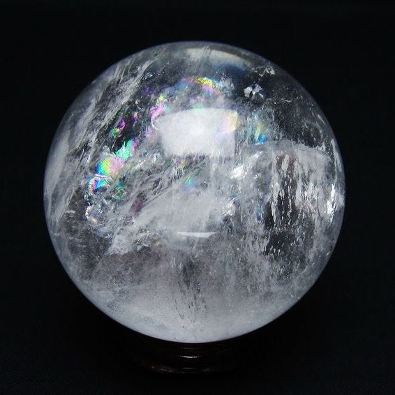 水晶 丸玉 虹入り 64mm スフィア 置物 水晶玉 一点物 151-8724