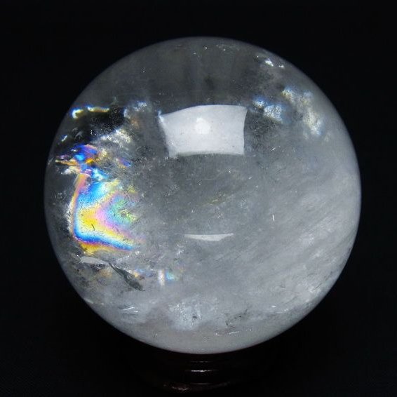 水晶 丸玉 虹入り 61mm スフィア 置物 水晶玉 一点物 151-8725