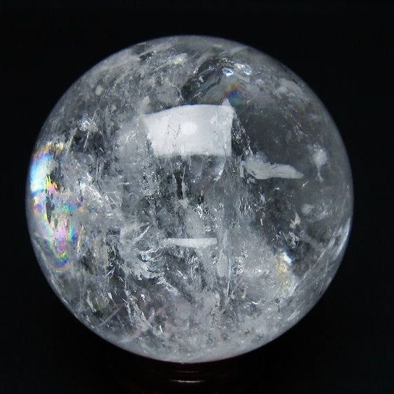 水晶 丸玉 虹入り 61mm スフィア 置物 水晶玉 一点物 151-8728