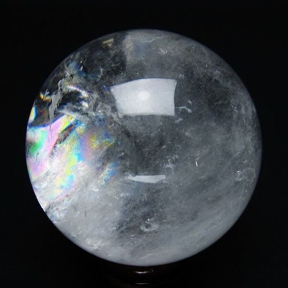 水晶 丸玉 虹入り 57mm スフィア 置物 水晶玉 一点物 151-8732