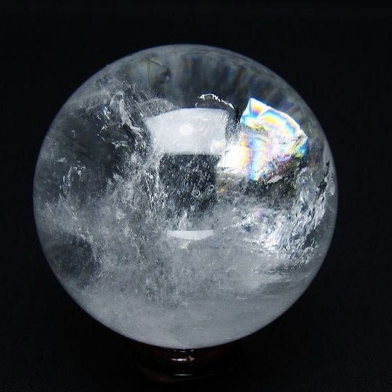 水晶 丸玉 虹入り 56mm スフィア 置物 水晶玉 一点物 151-8733