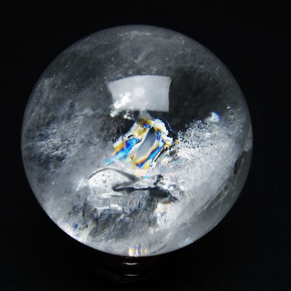 水晶 丸玉 虹入り 54mm スフィア 置物 水晶玉 一点物 151-8736